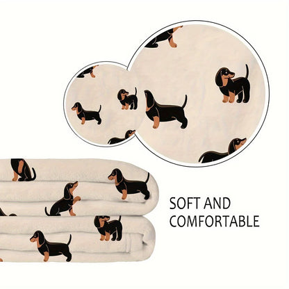 Cute Dachshund Blanket - Soft Flannel Cartoon Printed Throw