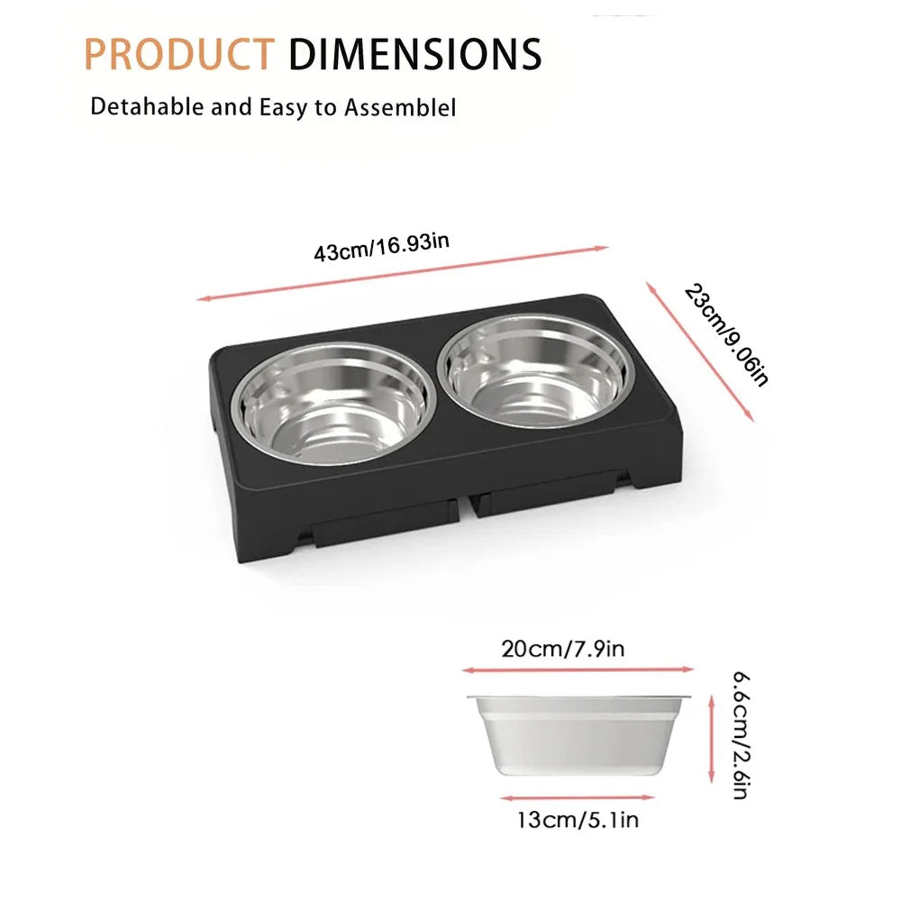 Elevated Dog Feeder With Adjustable Stand And Stainless Steel Bowls
