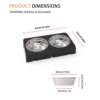 Elevated Dog Feeder With Adjustable Stand And Stainless Steel Bowls