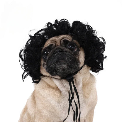 Pet Wig for Dogs and Cats - Halloween Costume Accessory with DIY Trim