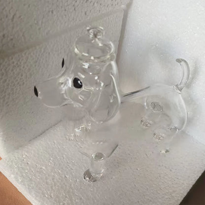 Cute Dachshund Glass Snack Jar With Airtight Lid For Dog Treats
