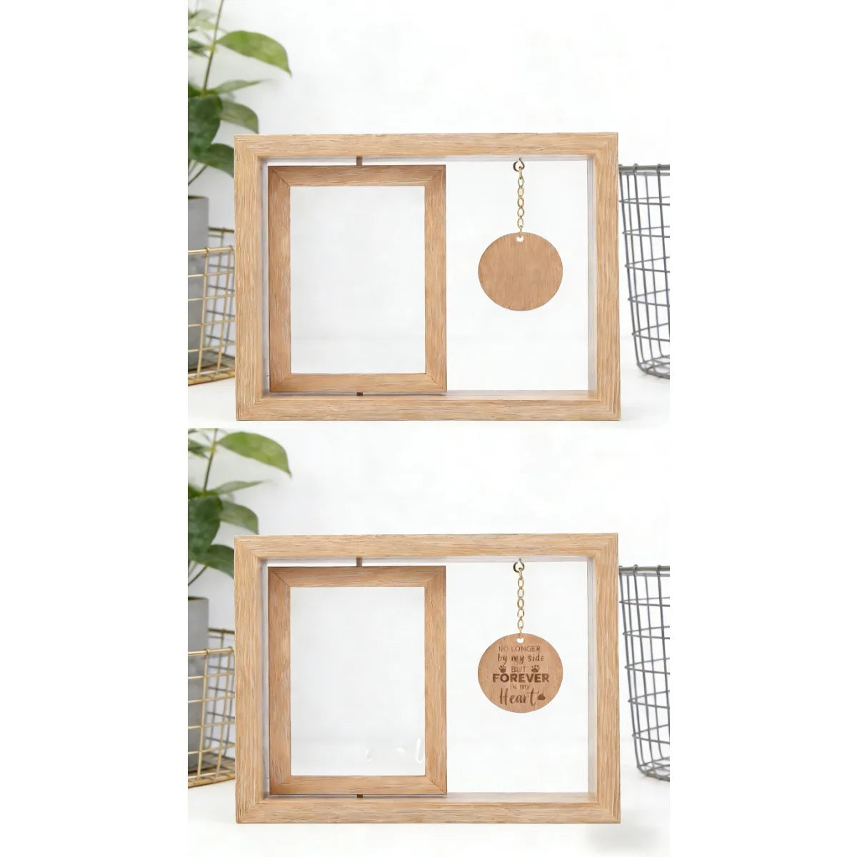 Pet Memorial Photo Frame - Rotatable Desktop Heart Pendant Dog Memorial