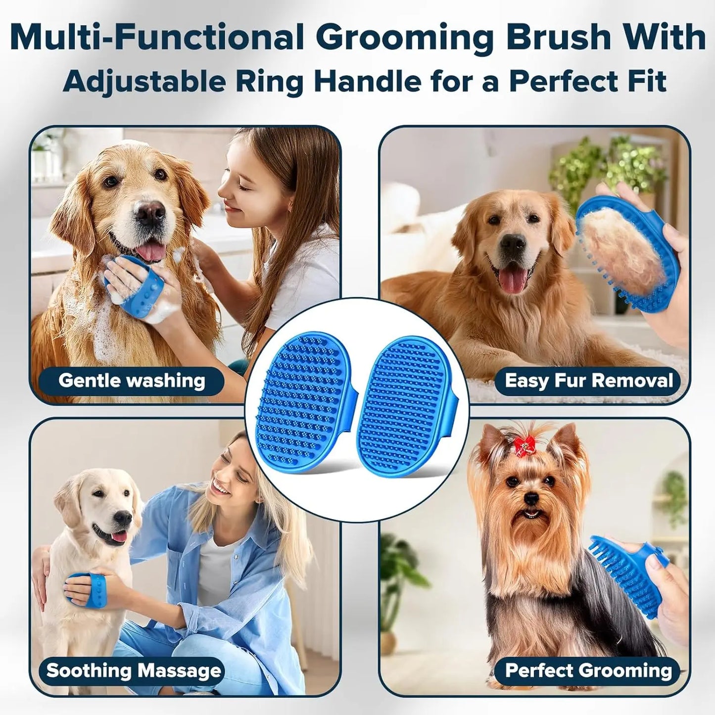 6-Piece Pet Grooming Kit - Dog Cat Washing Gloves & Bath Brushes