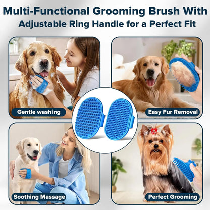 6-Piece Pet Grooming Kit - Dog Cat Washing Gloves & Bath Brushes