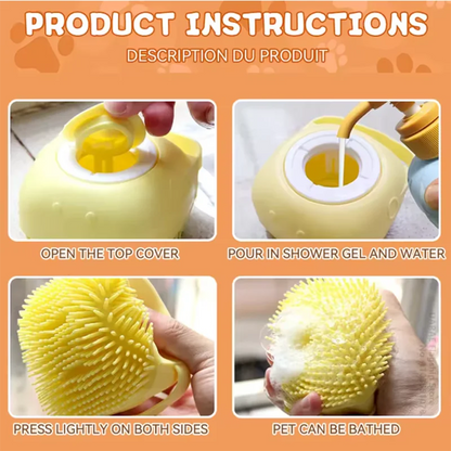 Pet Bath Massage Brush - Soft Silicone Grooming Tool For Dogs Cats