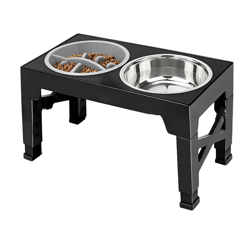 Elevated Dog Feeder With Adjustable Stand And Stainless Steel Bowls