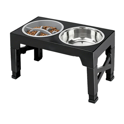 Elevated Dog Feeder With Adjustable Stand And Stainless Steel Bowls