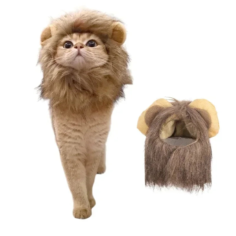 Cat Lion Mane Costume Pet Cosplay Hat for Halloween Christmas
