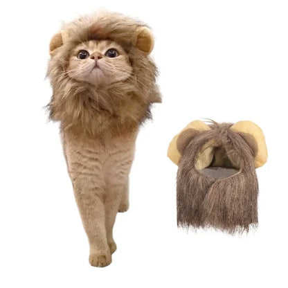 Cat Lion Mane Costume Pet Cosplay Hat for Halloween Christmas
