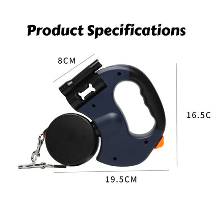 Retractable Dual Dog Leash With LED Light And 360 Swivel No Tangle