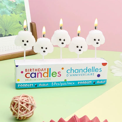Hot Sale Cartoon Teddy Dog Birthday Cake Candles White Puppy Decoration