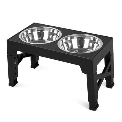 Elevated Dog Feeder With Adjustable Stand And Stainless Steel Bowls