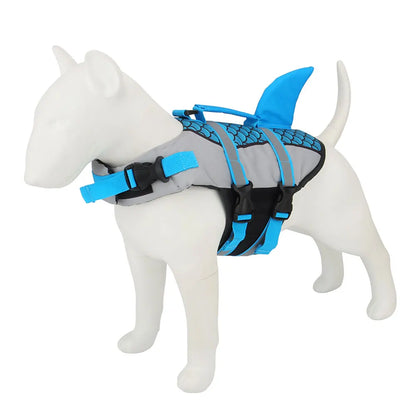 Shark Pattern Dog Life Jacket Swimming Vest Pet Safety Harness