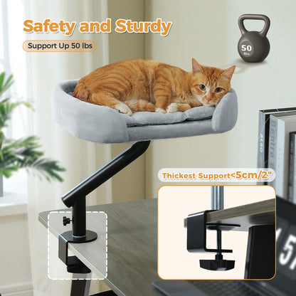 Cat Desk Bed 360° Rotatable Stand For Indoor Cats Adjustable