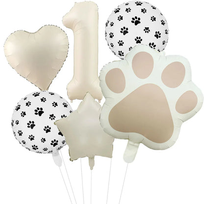 Animal Paw Party Balloons Set - 6 Piece Aluminum Foil Birthday Decor
