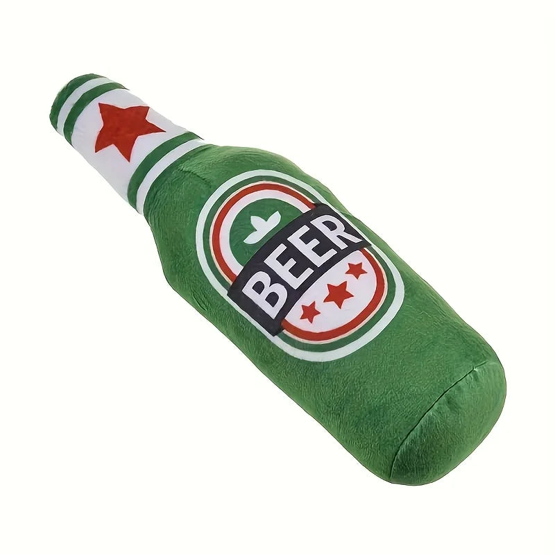 Realistic Beer Bottle Dog Toy - Squeaking Interactive Play Toy