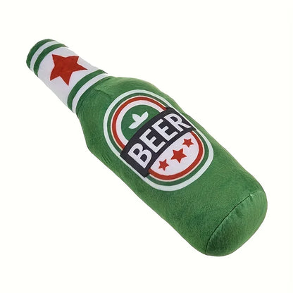 Realistic Beer Bottle Dog Toy - Squeaking Interactive Play Toy