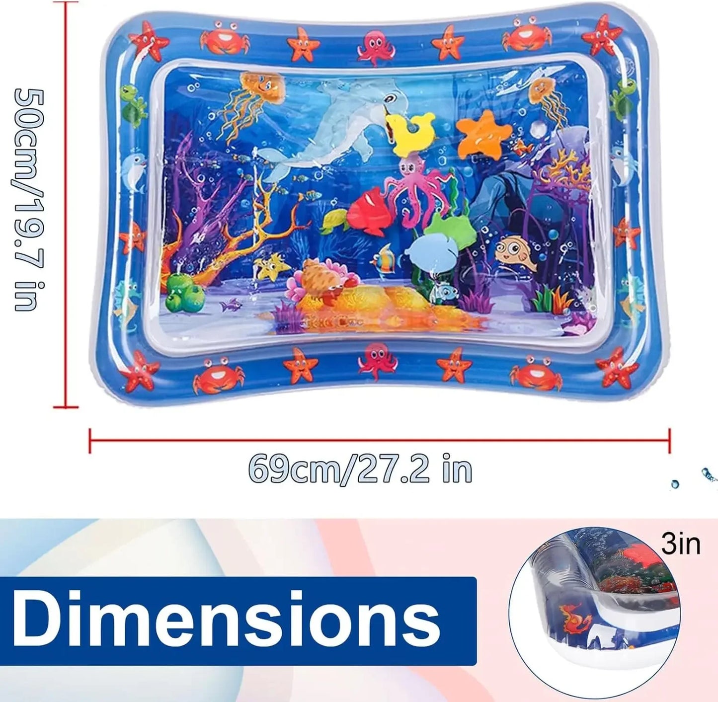 Water Sensory Play Mat - Thickened Inflatable Pet Playmat Ocean Theme