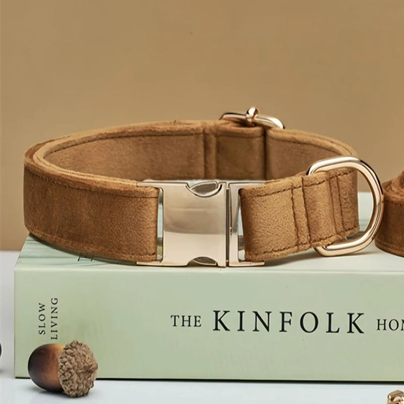 Personalized Dog Collar Leash Set With Bow - Multiple Colors