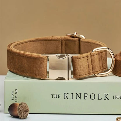 Personalized Dog Collar Leash Set With Bow - Multiple Colors