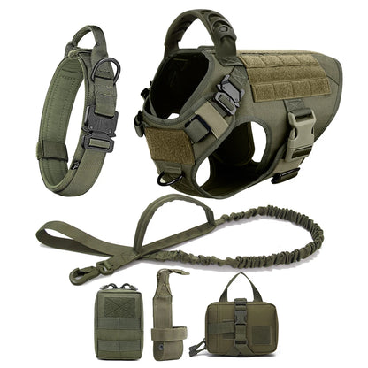 Large Dog Harness With Molle Pouches For German Shepherd Training