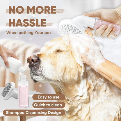 3-in-1 Dog Bath Brush with Soft Silicone Massage Heads for Pet Grooming