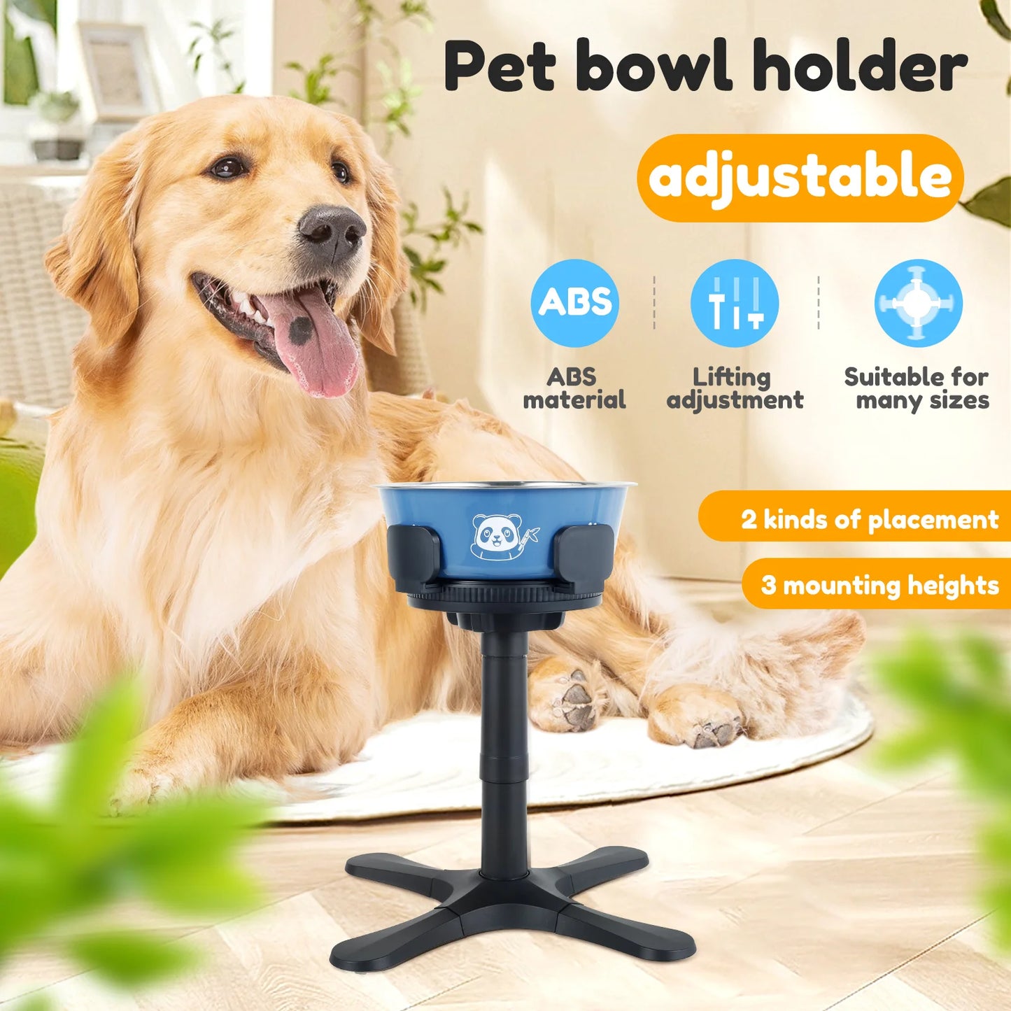 Adjustable Dog Bowl Stand With Stainless Steel Bowl Non Slip Design