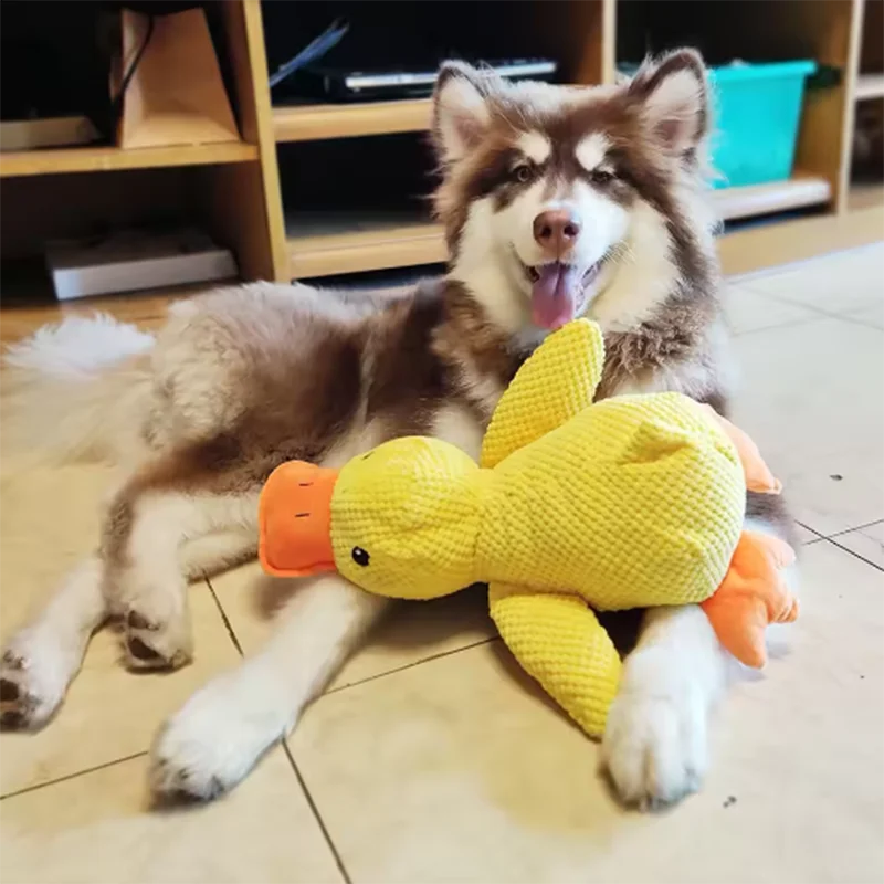 Dog Duck Plush Toy - Interactive Squeaky Pet Comfort Companion
