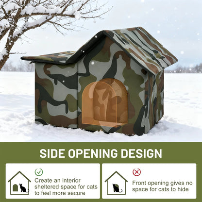 Oxford Cloth Cat House - Weatherproof Pet Cave Bed For Indoor Outdoor