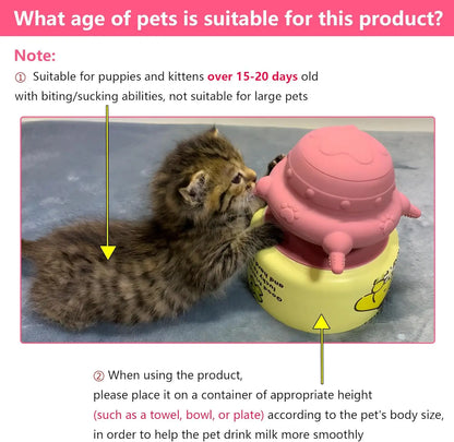 Newborn Puppy Kitten Feeder - 4-Nipple Milk Feeding Bowl for Small Pets
