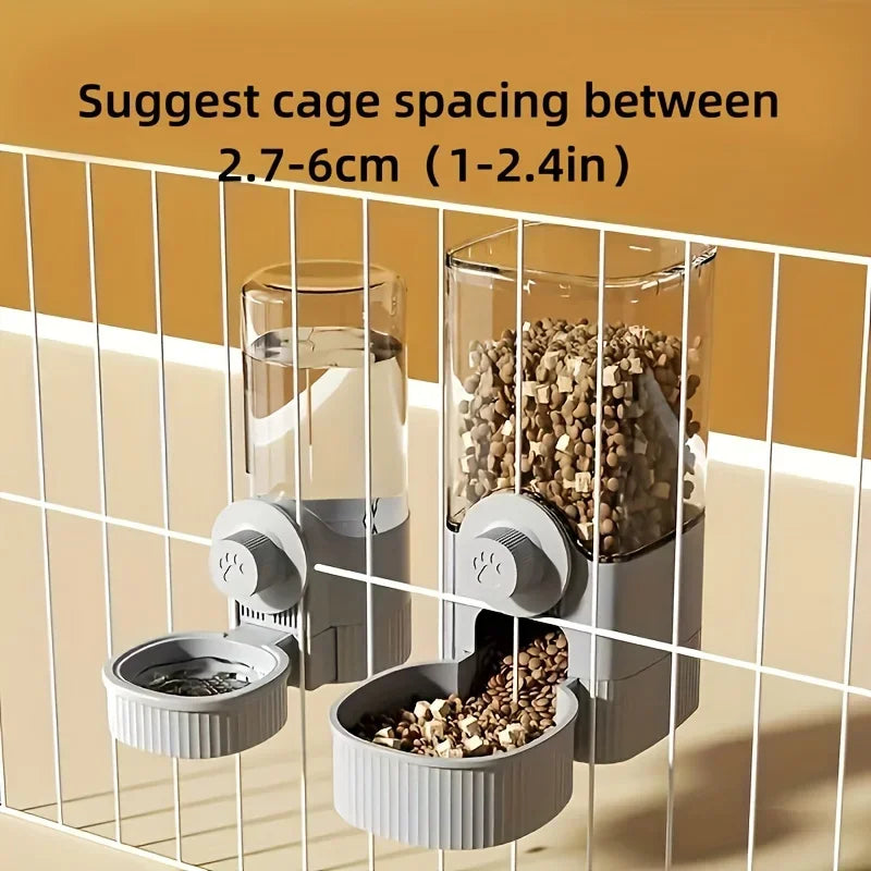Automatic Pet Feeder Water Dispenser Set With Gravity Bowl For Cage