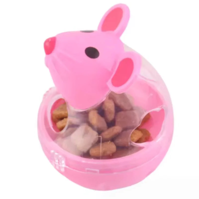Pet Feeder Cat Toy Mouse Rolling Food Dispenser Bowl For Kittens
