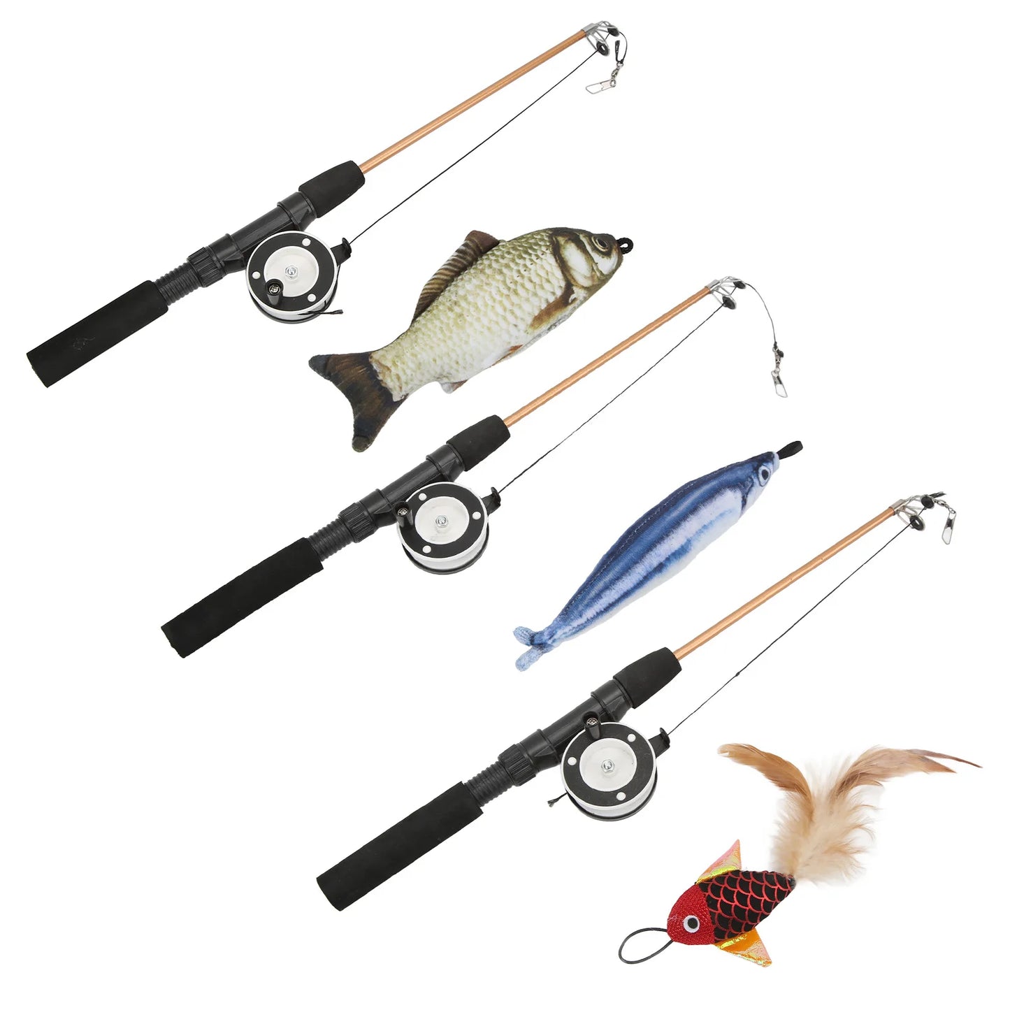 Interactive Cat Fishing Rod Toy With Realistic Fish Design