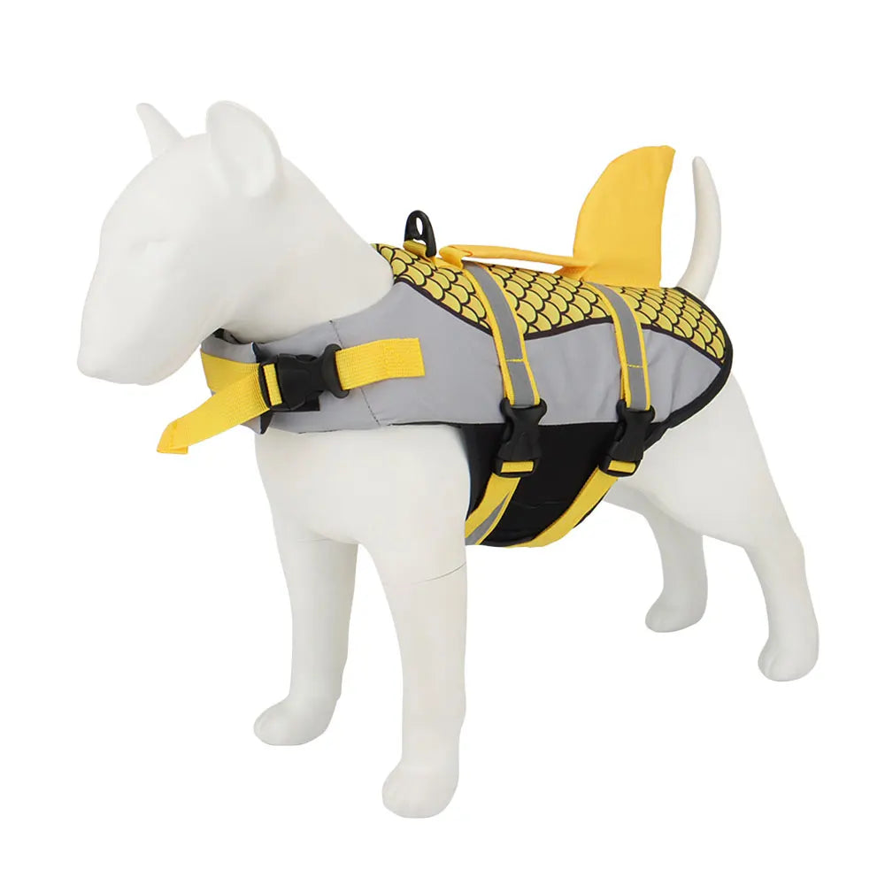 Shark Pattern Dog Life Jacket Swimming Vest Pet Safety Harness