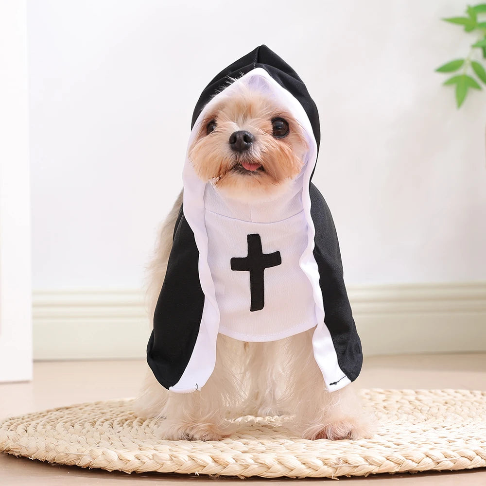 Halloween Dog Costume Cute Nun Cosplay Outfit For Small Large Dogs