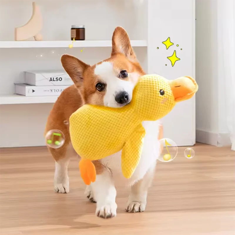 Dog Duck Plush Toy - Interactive Squeaky Pet Comfort Companion