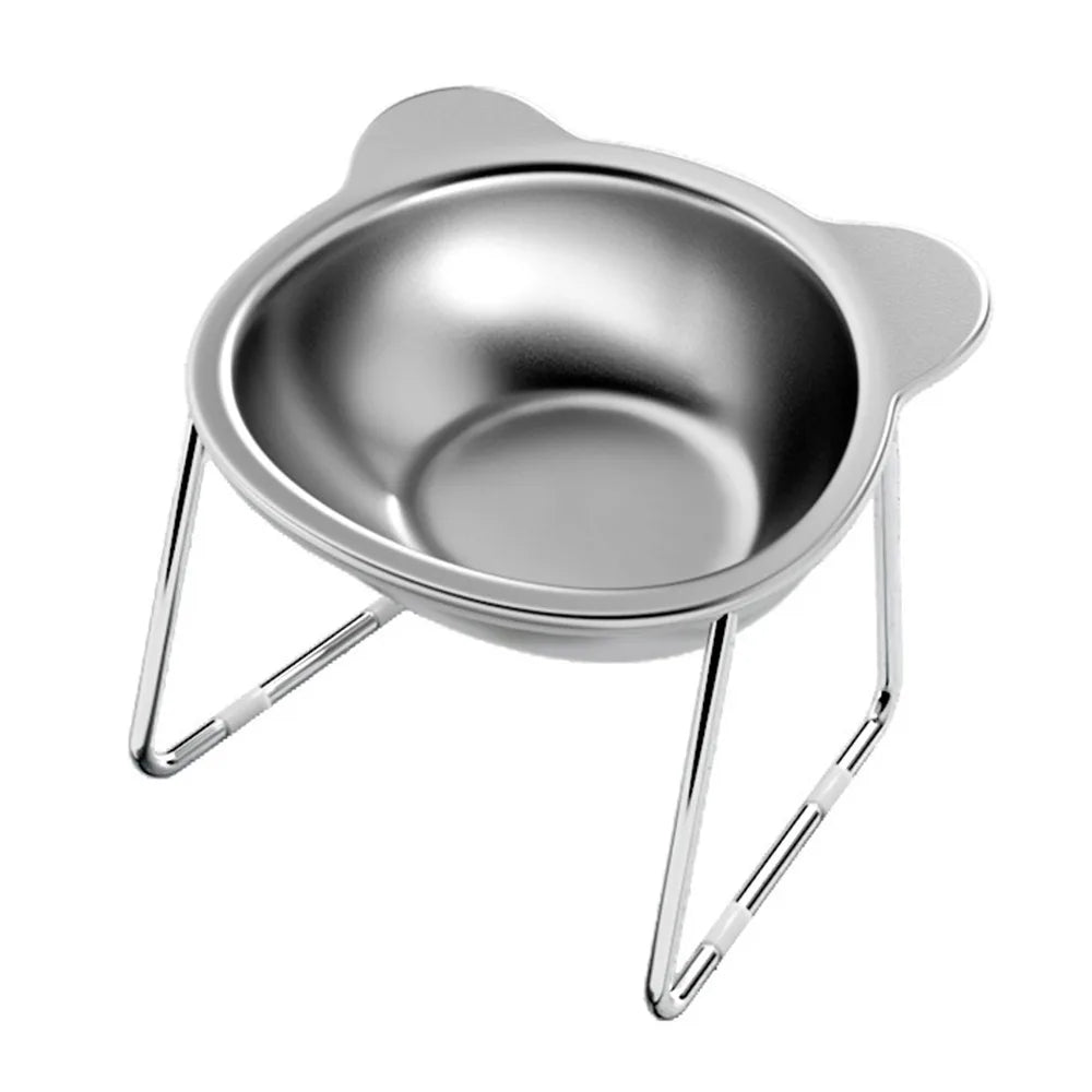Stainless Steel Raised Cat Bowl With 15 Degree Elevated Design