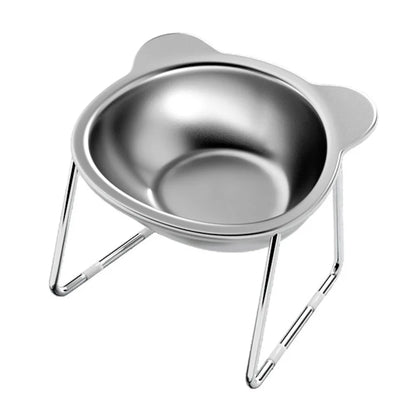 Stainless Steel Raised Cat Bowl With 15 Degree Elevated Design