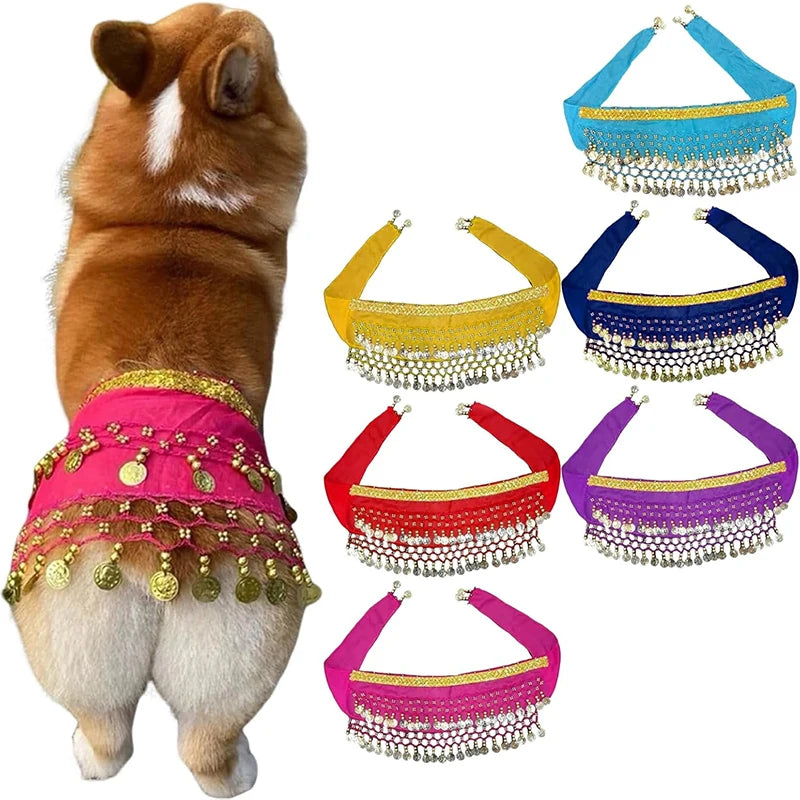 Corgi Belly Dance Hip Towel Pet Dog Skirt With Sequins