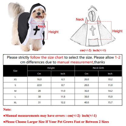 Halloween Dog Costume Cute Nun Cosplay Outfit For Small Large Dogs