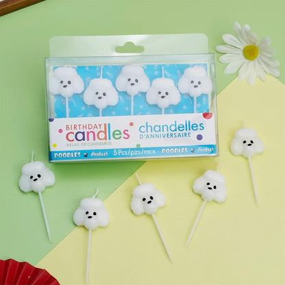Hot Sale Cartoon Teddy Dog Birthday Cake Candles White Puppy Decoration