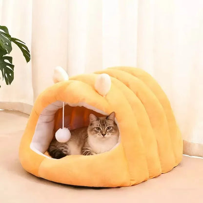 Cute Cartoon Pet Cave Bed Washable Sleep Bed For Small Dogs Cats