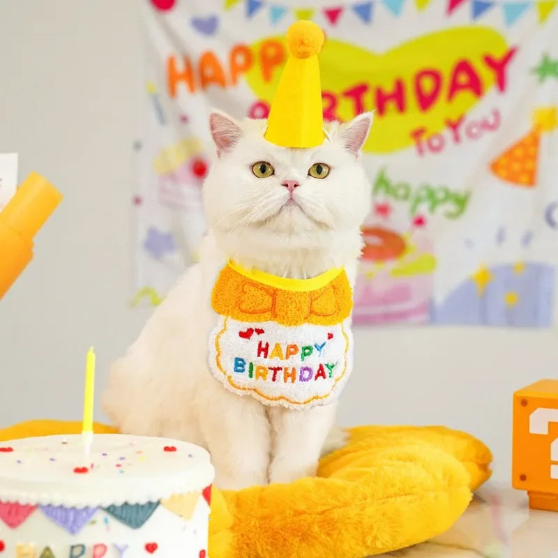 Dog Birthday Hat Bandana Set - Pet Party Accessories