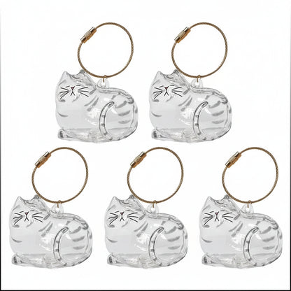 Cat Fur Memorial Charm Resin Keepsake Capsule Pet Hair Keychain