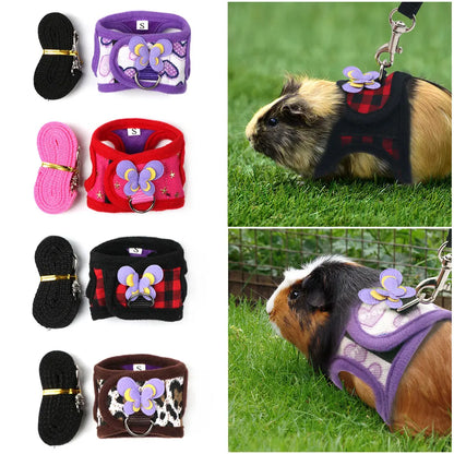 Small Pet Harness Leash Set For Guinea Pig Chinchilla Outdoor Walking