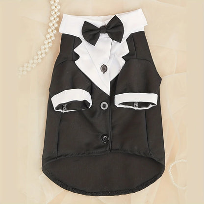 Pet Shirt Small Dog Wedding Formal Suit With Bow Tie Costume