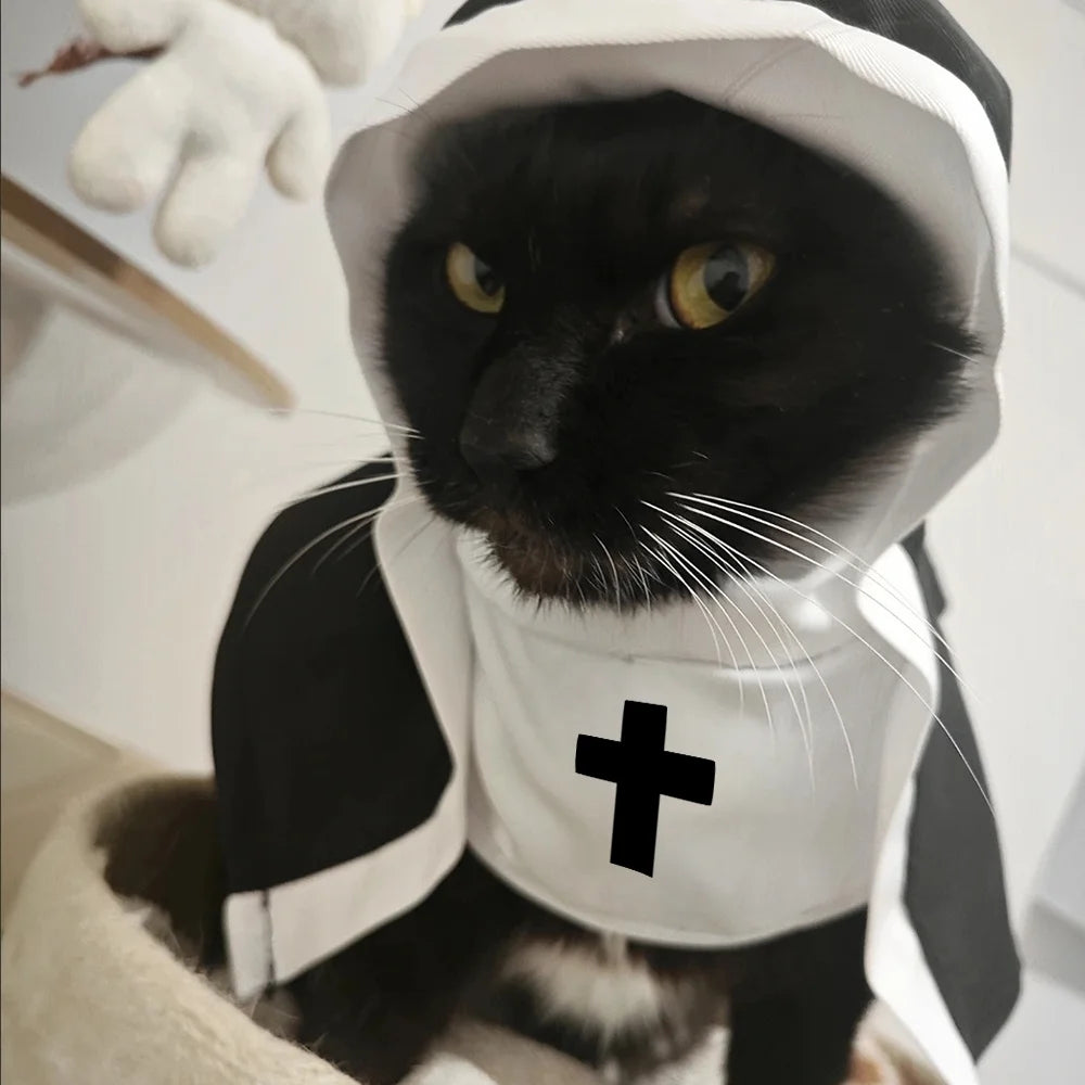 Halloween Dog Costume Cute Nun Cosplay Outfit For Small Large Dogs
