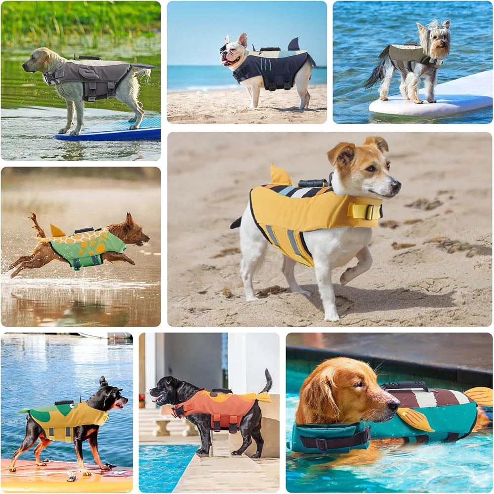 Dog Life Jacket Swimming Safety Vest for Small Medium Large Dogs