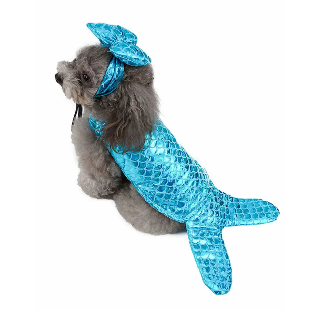 Mermaid Dog Costume - Funny Pet Cosplay Outfit For Small Medium Large Dogs