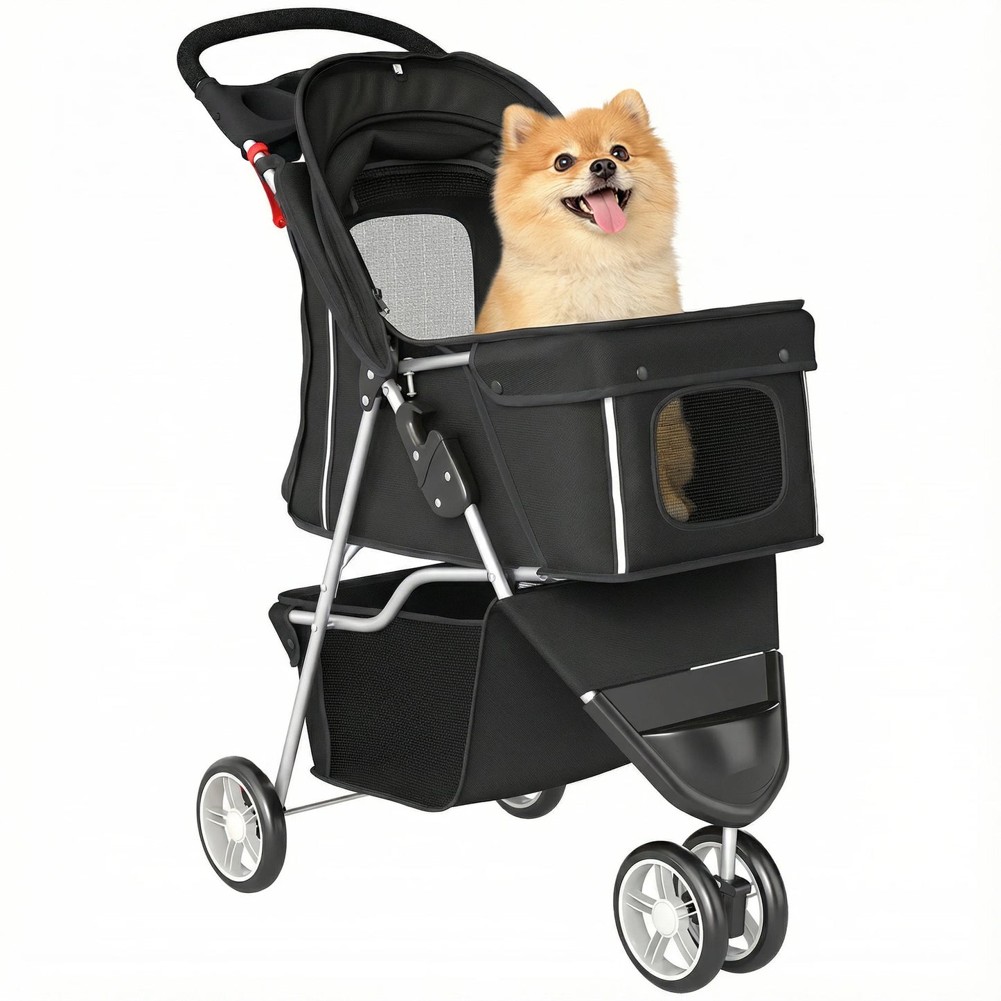 PawHut Foldable Dog Cart Buggy with Storage - Up to 10kg